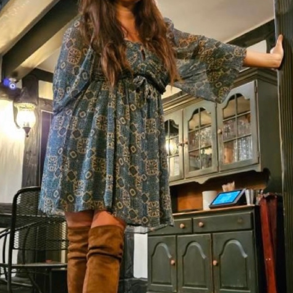 Anthropologie geometric open backed baby doll Mini Sundress - Picture 7 of 7